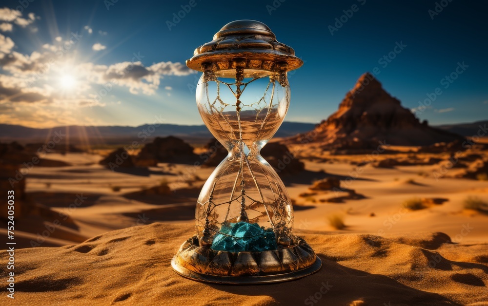 Sandglass in the Sahara desert, Morocco, Africa. Time concept - obrazy, fototapety, plakaty 