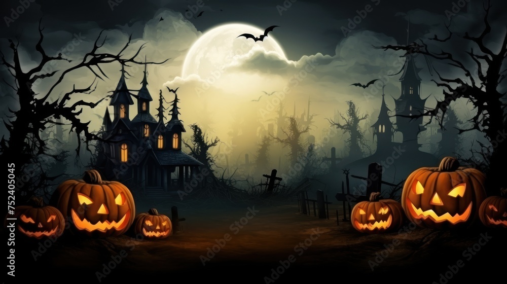 Fototapeta premium Grim Halloween Background with Sizable Copy Area