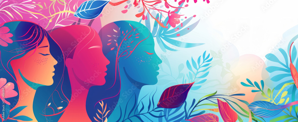 Vibrant Women's Day Abstract Profile Art