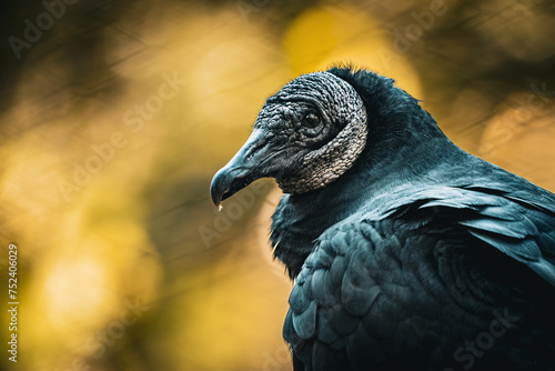 Close Up Portrait of an American Black Vulture