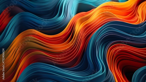 Abstract 3d render, iridescent background design, colorful illustration. 3D Illustration