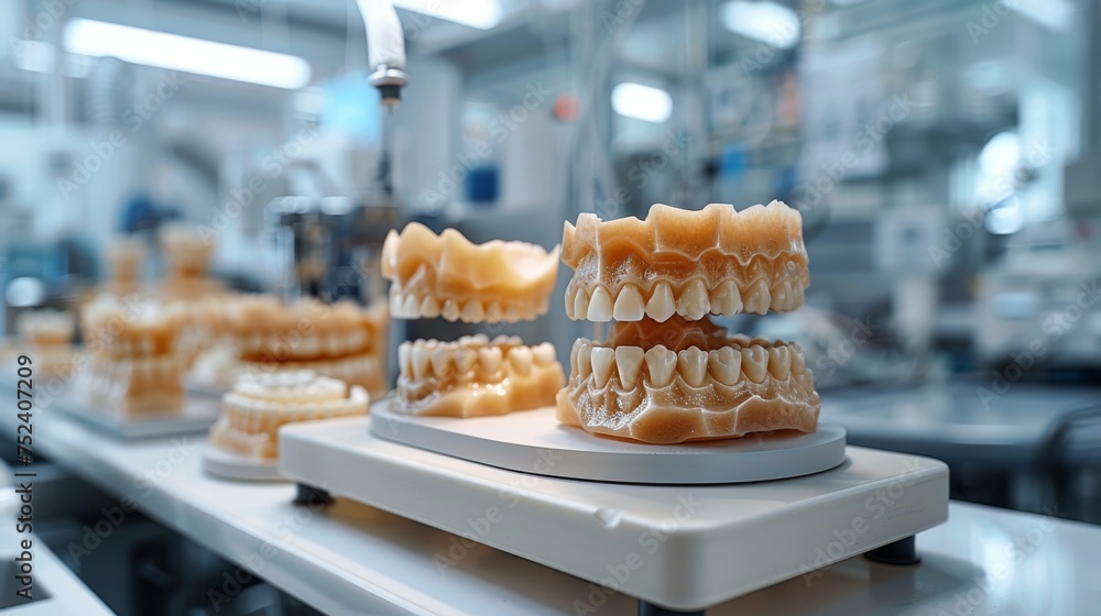 Dental computer-aided design and milling machine for prosthetics and crowns. Dentistry, prostodontics, prosthetics and medical technology concept.