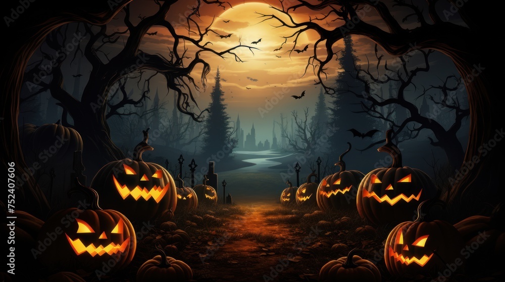 Fototapeta premium Grim Halloween Background with Ample Room for Text