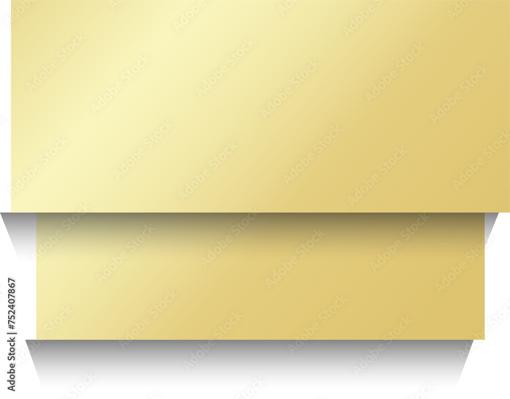Gold paper rectangle and shadow, banners, label Gold paper rectangle and shadow, banners, label
