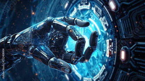 Artificial intelligence 3D robot programming computer interface AI chatbot futuristic cyber space metaverse background, digital world technology