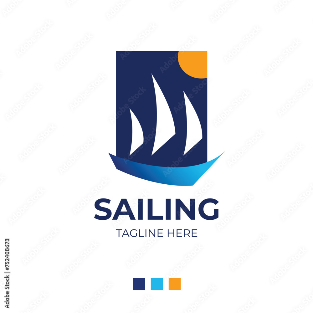 Simple Sailboat logo. Sailing travel transport logo design. Modern and simple logo design.