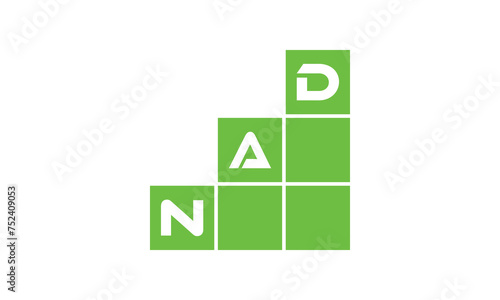 NAD initial letter financial logo design vector template. economics, growth, meter, range,  profit, loan, graph, finance, benefits, economic, increase, arrow up, grade, grew up, topper, company, scale