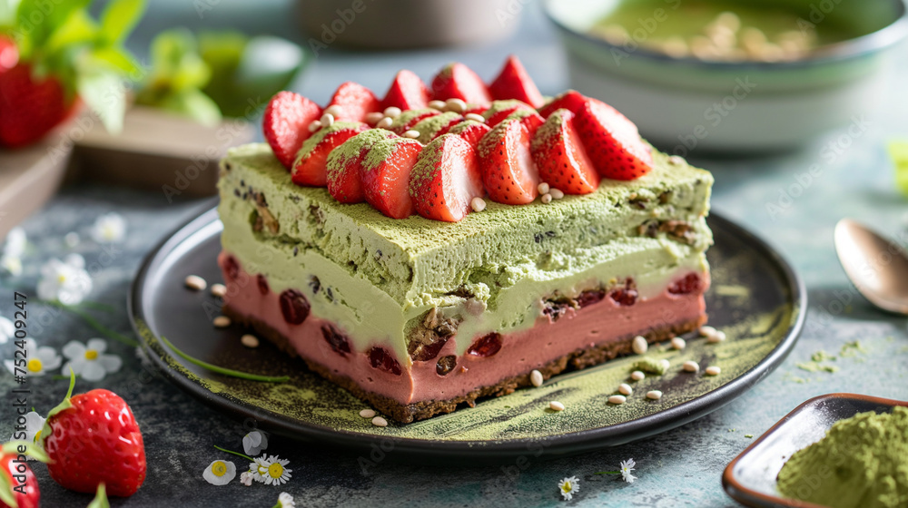 Matcha strawberry ice cream cake Matcha strawberry ice cream cake