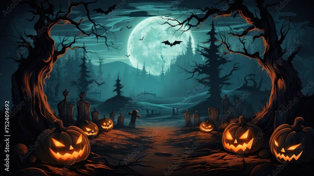 Ghostly Halloween Background Providing Space for Copy