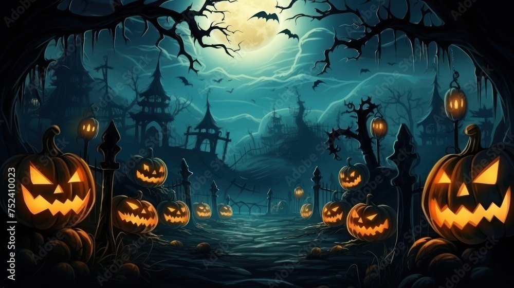 Mystical Halloween Background with Generous Copy Area