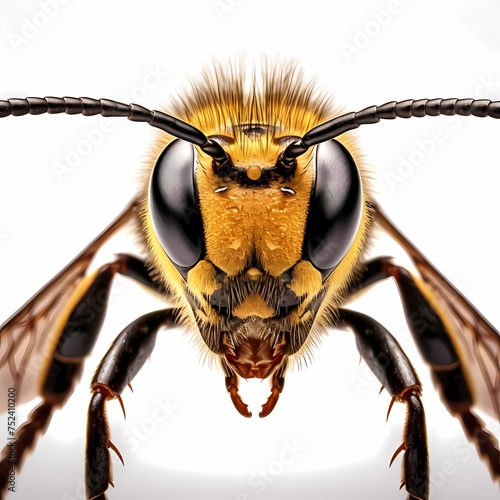 bee face shot close up, isolated on transparent background cutout © Michel 