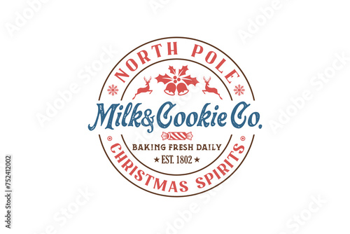 North pole Christmas spirits, Vintage Christmas Sign T shirt design