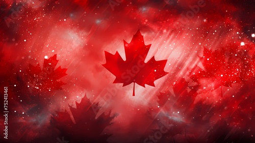 Canada Day poster with flag and fireworks with copy space