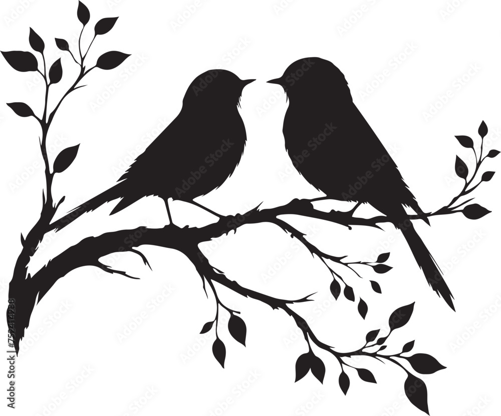 Couple birds on a branch Couple birds on a branch
