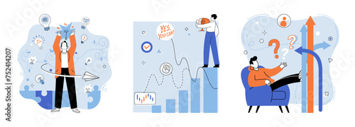 Startup business vector illustration. The creation successful startup business requires balance innovation and practicality Discovery market opportunities is crucial for success startup business