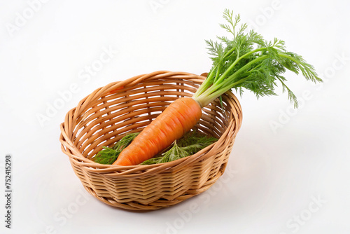 carrots in a basket Isolated on white background 