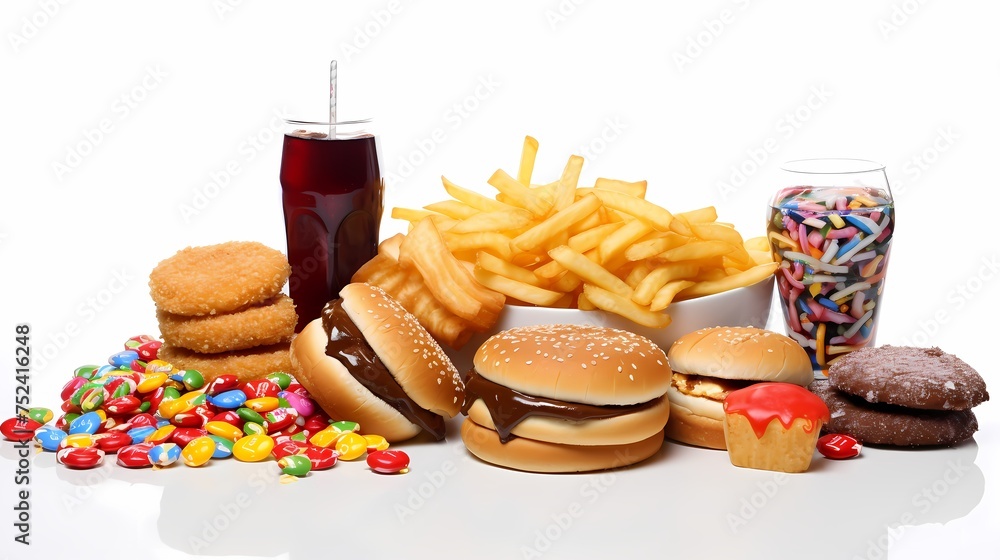 Consuming junk food as fried foods hamburgers soft drinks leading to