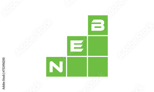NEB initial letter financial logo design vector template. economics, growth, meter, range,  profit, loan, graph, finance, benefits, economic, increase, arrow up, grade, grew up, topper, company, scale