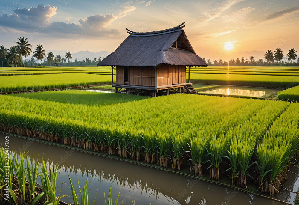 Scenery of rice fields in the countryside Scenery of rice fields in the countryside