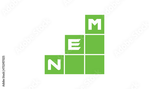 NEM initial letter financial logo design vector template. economics, growth, meter, range,  profit, loan, graph, finance, benefits, economic, increase, arrow up, grade, grew up, topper, company, scale