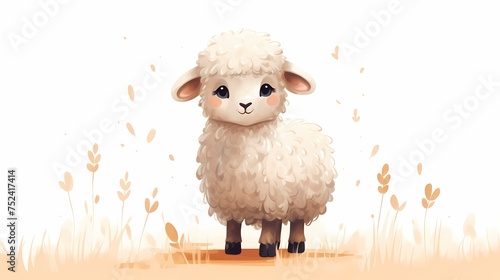 Cute baby sheep watercolor photo