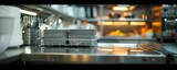 An industrial dishwasher in action guaranteeing sparkling clean dishes and cutlery. Concept Industrial Dishwashers, Clean Cutlery, Sparkling Dishes, High Performance Appliances