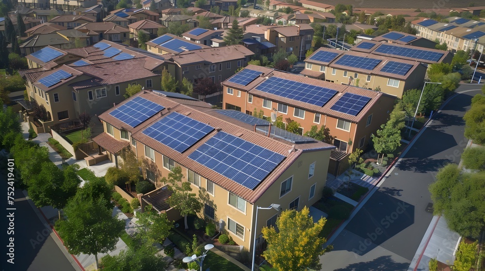 Aerial View of Solar Paneled Houses in San Francisco - obrazy, fototapety, plakaty 