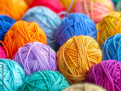 a group of colorful yarn balls