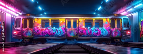 Colorful Graffiti Adorns Side of Train