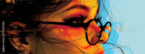 Close Up of Womans Face Wearing Glasses