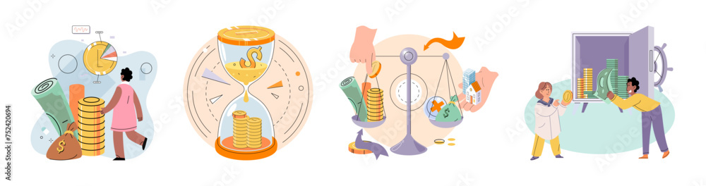 Obraz premium Public finance vector illustration. Effective management public debt ensures robust financial support Adhering to legal standards is integral in formulating public finance strategies Developing robust