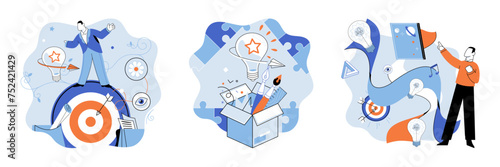 Startup business vector illustration. Investment in research and analysis provides startups with competitive edge in market Strategic planning helps startups set achievable targets and measure