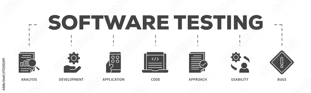 Testing Sample Breakdown Icon Software testing icons process structure web banner illustration of ...
