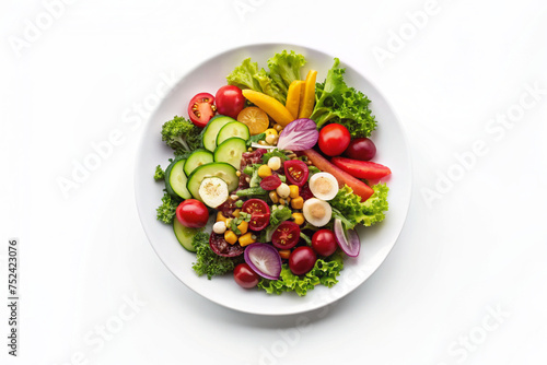 salad with tomatoes and cucumber isolated on white background