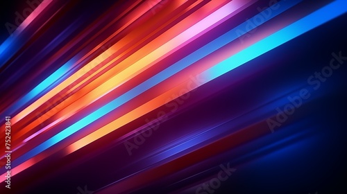 Colored glowing diagonal stripess abstract background. Bright background. Decorative horizontal banner. Digital artwork raster bitmap illustration.