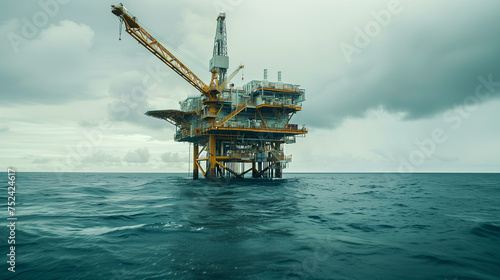 oil platform rig over the ocean - fossil fuels and oil barrel price concept