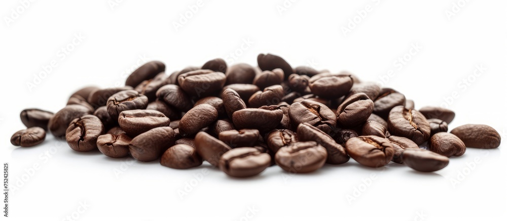 Aromatic Roasted Coffee Beans on Wooden Table, Freshly Brewed Espresso in Rustic Setting Aromatic Roasted Coffee Beans on Wooden Table, Freshly Brewed Espresso in Rustic Setting