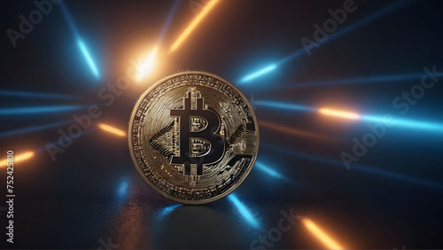 Bitcoin with futuristic background