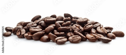 Aromatic Roasted Coffee Beans on Wooden Table, Freshly Brewed Espresso in Rustic Setting