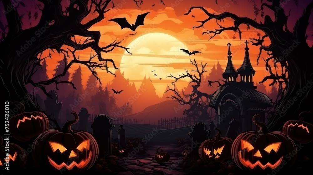 Creepy Halloween Background with Abundant Copy Space