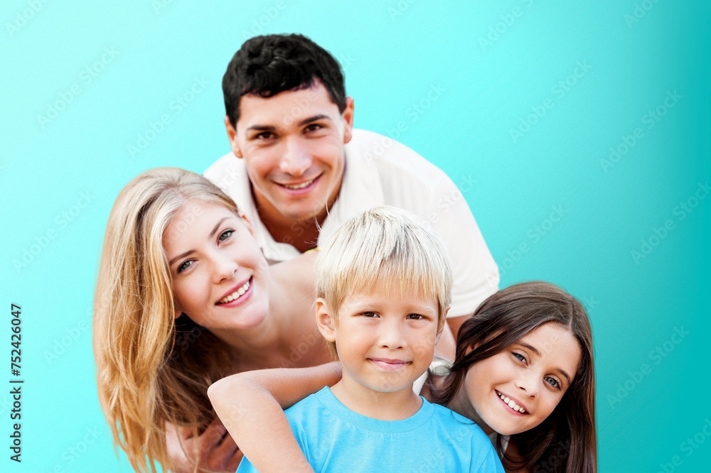 Excited parents with small child posing Excited parents with small child posing