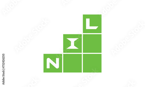 NIL initial letter financial logo design vector template. economics, growth, meter, range,  profit, loan, graph, finance, benefits, economic, increase, arrow up, grade, grew up, topper, company, scale