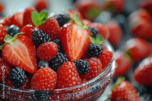 breakfast with a fresh fruits bowl advertising food photography