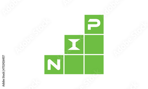 NIP initial letter financial logo design vector template. economics, growth, meter, range,  profit, loan, graph, finance, benefits, economic, increase, arrow up, grade, grew up, topper, company, scale