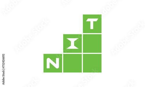 NIT initial letter financial logo design vector template. economics, growth, meter, range, profit, loan, graph, finance, benefits, economic, increase, arrow up, grade, grew up, topper, company, scale