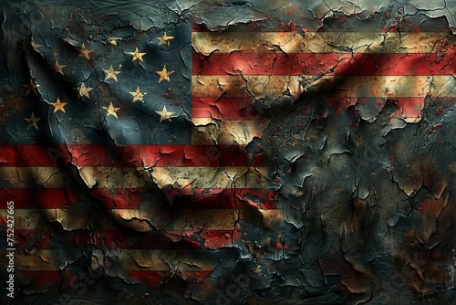 american flag, in the style of expressive texture, vignetting, darktable processing. Generative AI photo