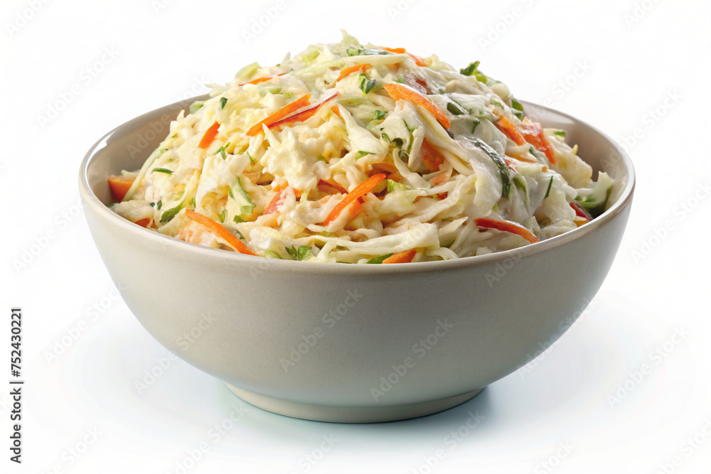 slaw shredded vegetables often dressed in a tang isolated on white background slaw shredded vegetables often dressed in a tang isolated on white background