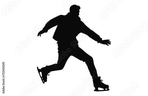 Men Figure Skater Silhouette clipart, Male Figure Ice Skating black Vector isolated on a white background © Gfx Expert Team