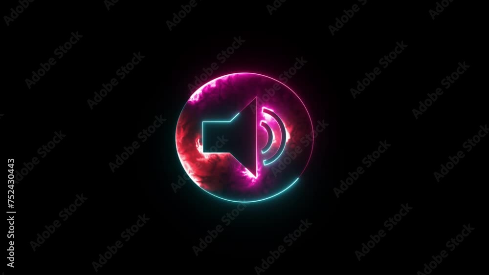Neon speaker icon. Glowing neon line Volume icon isolated on black background. Sound control icon. Neon speaker icon. Glowing neon line Volume icon isolated on black background. Sound control icon.