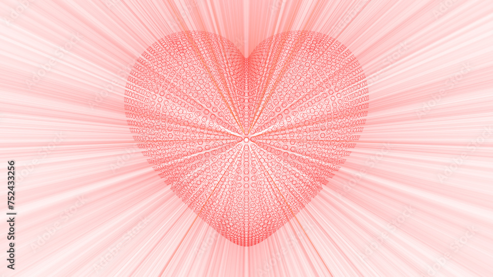 Heart shape composed of hexagonal particles